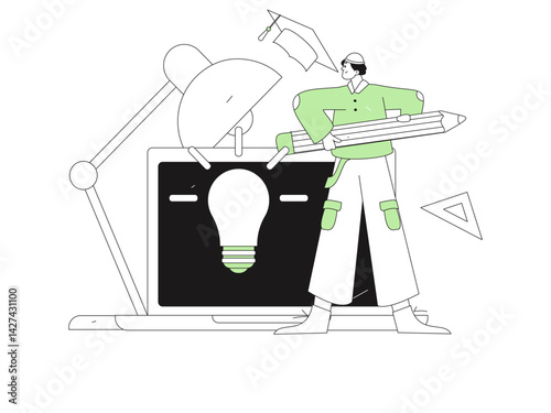 Education and learning people flat vector concept hand drawn illustration
