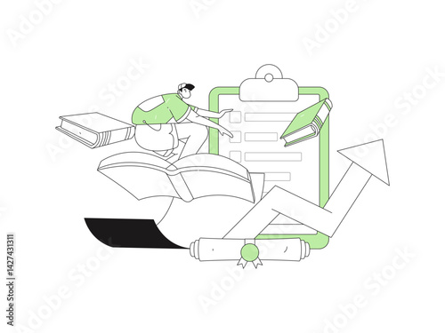 Education and learning people flat vector concept hand drawn illustration
