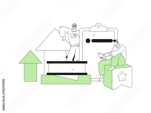 Education and learning people flat vector concept hand drawn illustration
