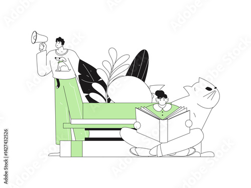 Education and learning people flat vector concept hand drawn illustration
