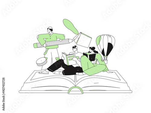 Education and learning people flat vector concept hand drawn illustration
