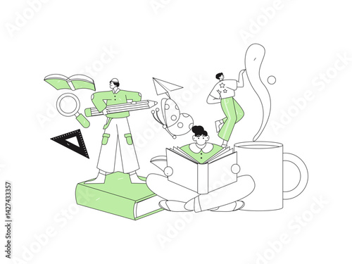 Education and learning people flat vector concept hand drawn illustration
