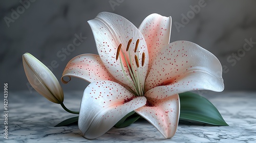Detailed orange lily blossom macro high resolution image