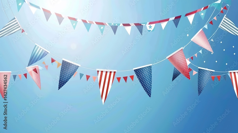 Obraz premium Flag Day Trendy Background: Where Flags Meet the Trend, Igniting the Spark of Classic Symbols and Avant - Garde Fashion