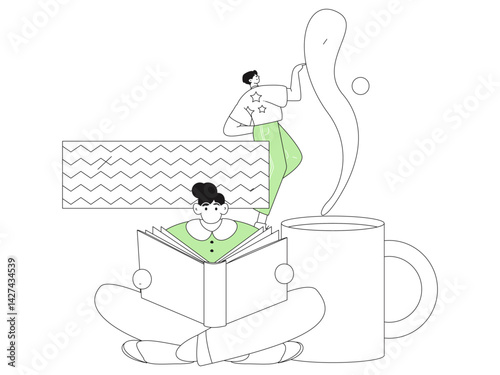 Education and learning people flat vector concept hand drawn illustration
