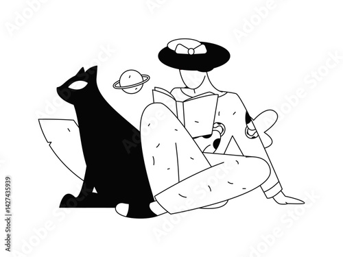 Education and learning people flat vector concept hand drawn illustration

