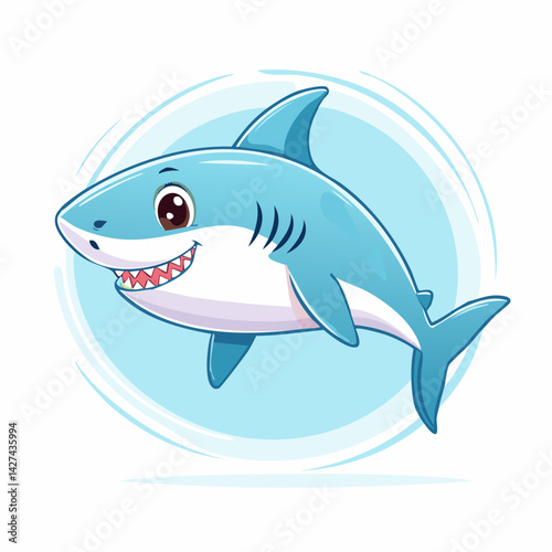 Cute Kawaii Shark – Adorable Cartoon Ocean Animal Illustration