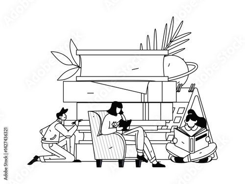 Education and learning people flat vector concept hand drawn illustration
