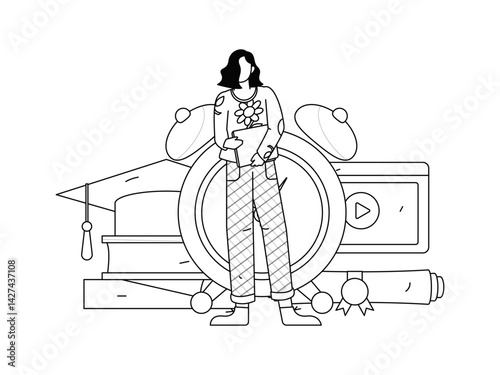Education and learning people flat vector concept hand drawn illustration
