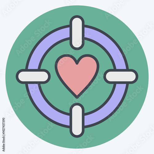 Icon Love Target. related to World Peace symbol. color mate style. design editable