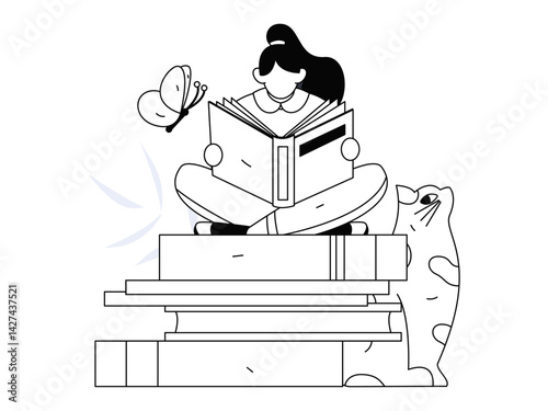 Education and learning people flat vector concept hand drawn illustration
