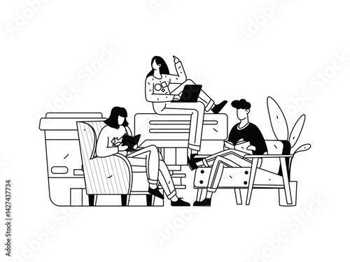 Education and learning people flat vector concept hand drawn illustration
