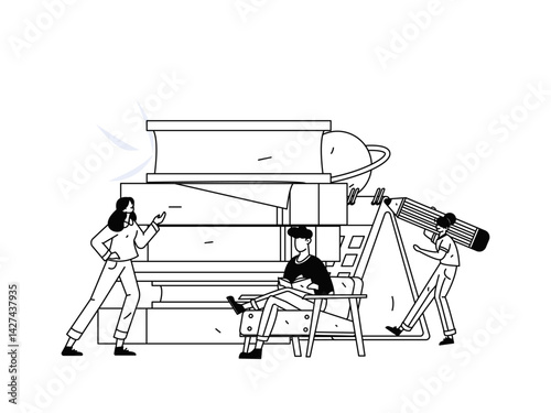 Education and learning people flat vector concept hand drawn illustration
