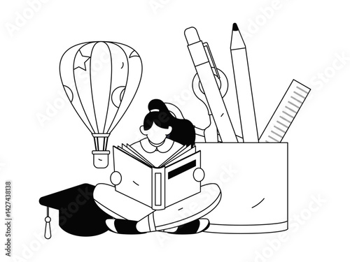 Education and learning people flat vector concept hand drawn illustration
