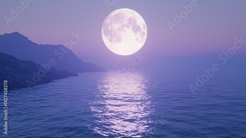 湖面に映る月光：静寂な夜の幻想的な風景
