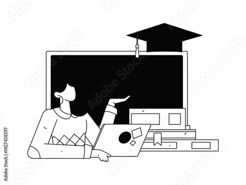 Education and learning people flat vector concept hand drawn illustration
