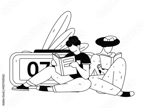 Education and learning people flat vector concept hand drawn illustration
