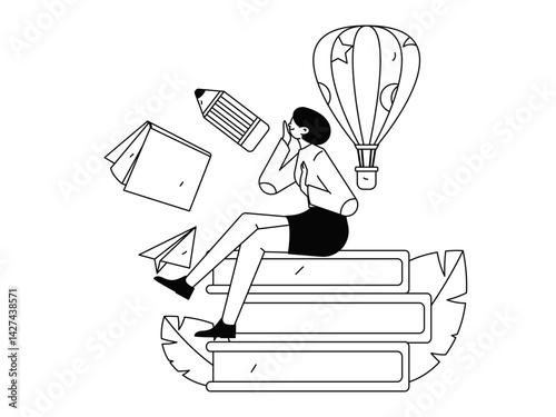 Education and learning people flat vector concept hand drawn illustration
