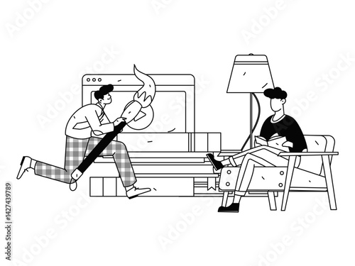 Education and learning people flat vector concept hand drawn illustration
