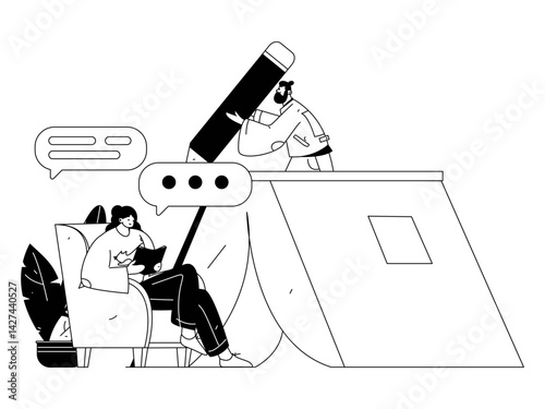 Education and learning people flat vector concept hand drawn illustration
