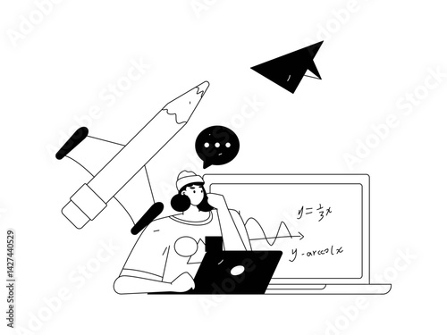 Education and learning people flat vector concept hand drawn illustration
