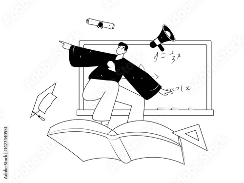 Education and learning people flat vector concept hand drawn illustration
