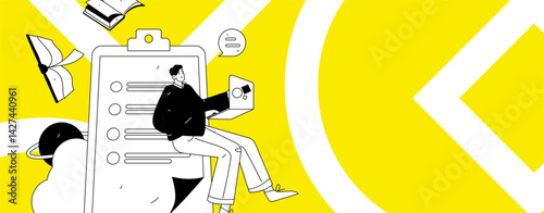 Education and learning people flat vector concept hand drawn illustration
