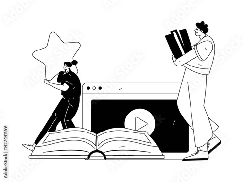 Education and learning people flat vector concept hand drawn illustration
