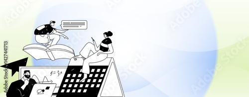 Education and learning people flat vector concept hand drawn illustration
