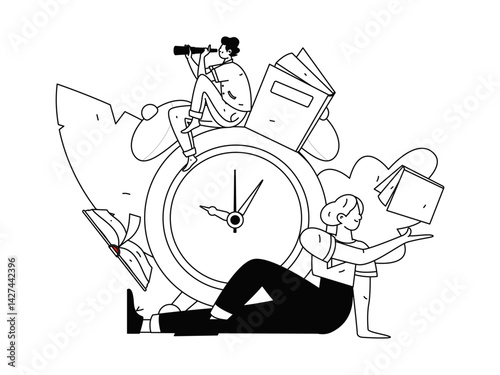 Education and learning people flat vector concept hand drawn illustration
