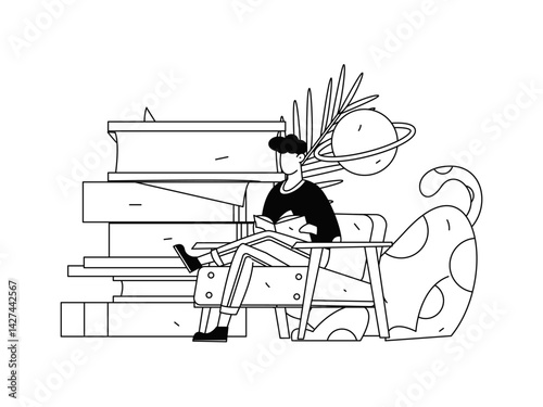 Education and learning people flat vector concept hand drawn illustration
