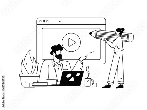Education and learning people flat vector concept hand drawn illustration
