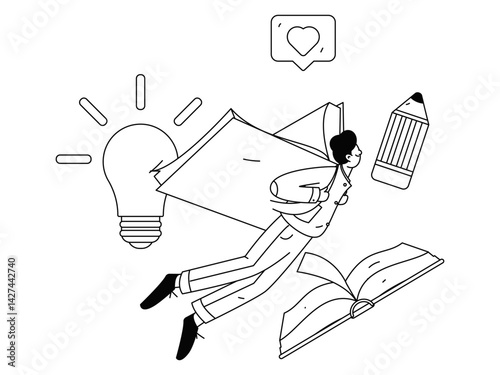 Education and learning people flat vector concept hand drawn illustration
