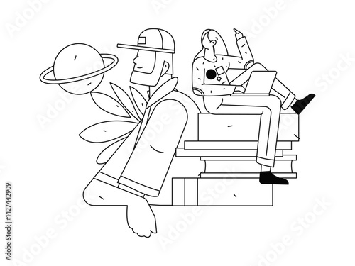 Education and learning people flat vector concept hand drawn illustration
