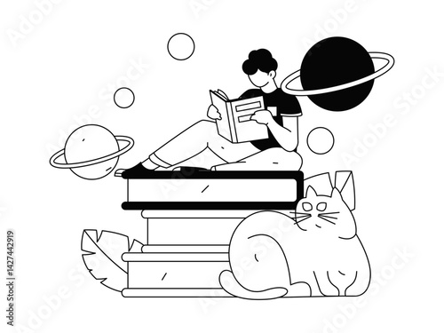 Education and learning people flat vector concept hand drawn illustration
