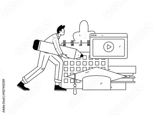 Education and learning people flat vector concept hand drawn illustration

