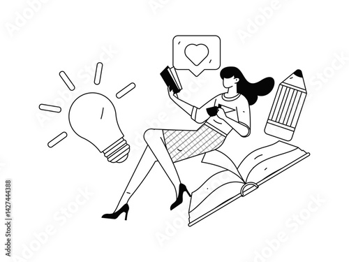 Education and learning people flat vector concept hand drawn illustration
