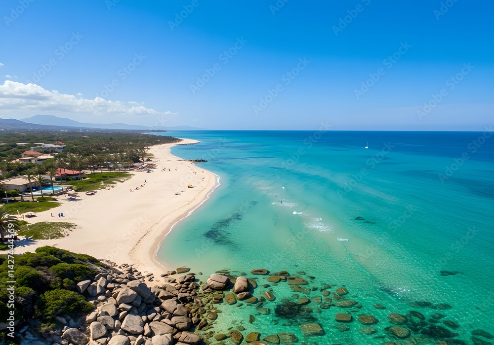 Obraz premium 楽園のような青い海と白い砂浜 — 南国の美しいビーチリゾート風景