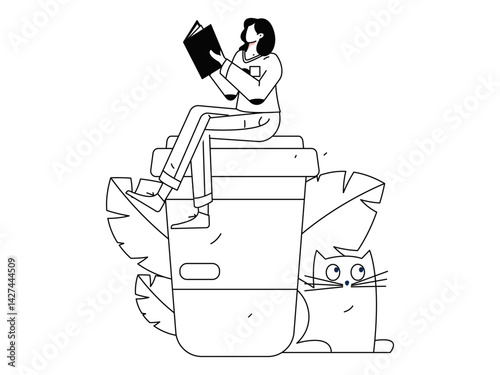 Education and learning people flat vector concept hand drawn illustration
