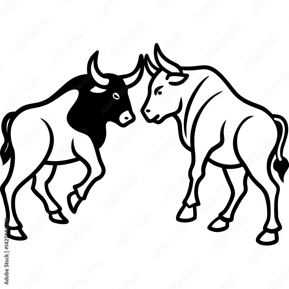 Obraz premium Cows silhouette vector
