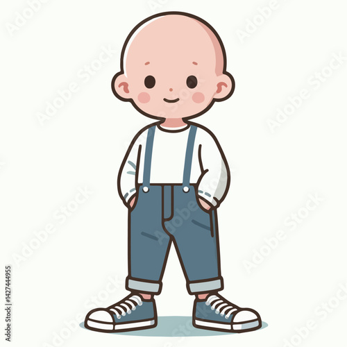 cartoon vector illustration of a person with bald hair