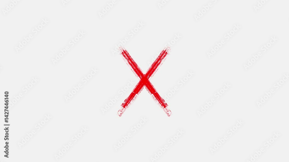 Cross symbol animation on white background, Red Cross Mark Brush Stroke in Various Shapes,
red cross symbol animation with smooth motion, Red cross mark symbol appear and blink animation