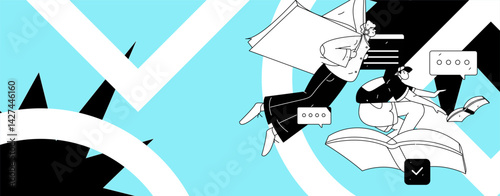 Education and learning people flat vector concept hand drawn illustration
