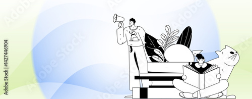 Education and learning people flat vector concept hand drawn illustration
