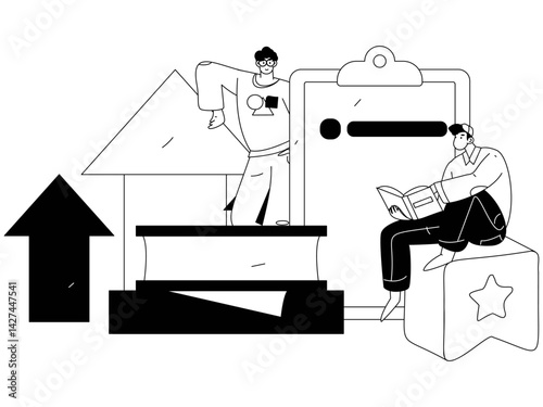 Education and learning people flat vector concept hand drawn illustration
