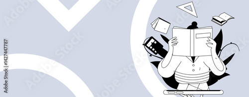 Education and learning people flat vector concept hand drawn illustration
