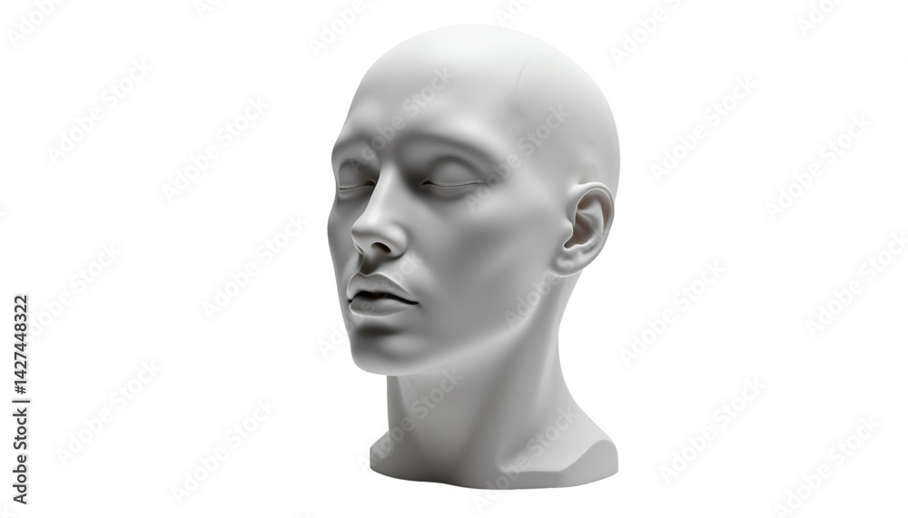 Mannequin head, white isolate background Mannequin head, white isolate background