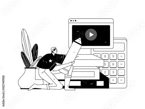 Education and learning people flat vector concept hand drawn illustration
