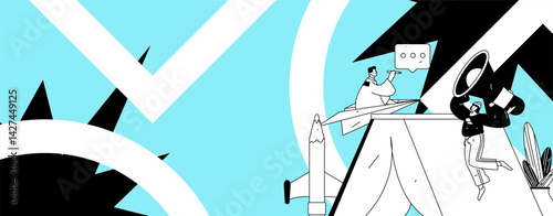 Education and learning people flat vector concept hand drawn illustration
