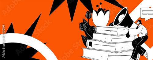 Education and learning people flat vector concept hand drawn illustration
